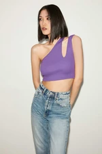 GRIMELANGE Liana Asymmetrical Slim Fit Purple Blouse