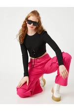 Koton Long-Sleeved T-Shirt with Crop Bodice Detail Tie Detail.