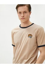Koton Embroidered Tiger T-Shirts, Crew Necks, Slim Fits, Short Sleeves.