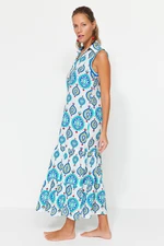Trendyol Ethnic Pattern, Wide fit Maxi Woven Stripe Accessoried 100% Cotton Beach Dress