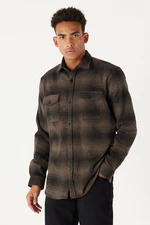 AC&Co / Altınyıldız Classics Men's Brown Comfort Fit Classic Collar Patterned Shirt