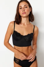 Trendyol Black Polyamide Lace Detail Capless Underwire Bustier Bra