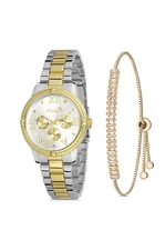 Polo Air Stylish Sports Women's Wristwatch Zircon Stone Baguette Bracelet Silver-gold Color