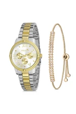 Polo Air Stylish Sports Women's Wristwatch Zircon Stone Baguette Bracelet Silver-gold Color