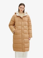 Béžový dámský zimní prošívaný oboustranný kabát Tom Tailor - Dámské