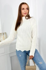 Sweater with decorative ruffle ecru