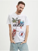 White Men's T-Shirt Guess Nautica Collage - Men