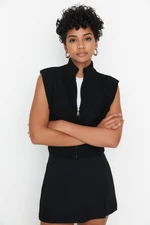 Trendyol Black Crop Zipper Basic Knitwear Sweater