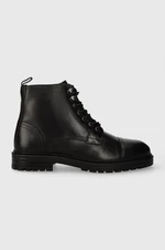 Kožená obuv Pepe Jeans LOGAN BOOT pánska, čierna farba, PMS50237
