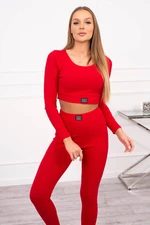 Striped top set with red blouse