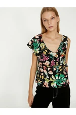 Koton Women's Black Floral Print Blouse