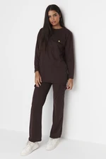 Trendyol Brown Knitted Single Pocket Tracksuit Set