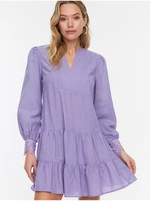 Světle fialové dámské šaty s balonovými rukávy Trendyol - Dámské