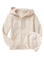 Beige Girls' Sweatshirt GAP Logo zip hoodie in fleece