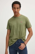 Bavlnené tričko Levi's pánsky, zelená farba, jednofarebný