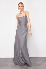 Trendyol Gray Metallic Woven Long Evening Dress