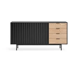 Czarno-naturalna niska komoda w dekorze dębu 159x80 cm Sierra – Teulat