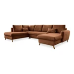 Ceglasta rozkładana sofa w kształcie litery "U" Miuform Scandic Lagom, lewostronna Ceglasta rozkładana sofa w kształcie litery "U" Miuform Scandic Lagom, lewostronna