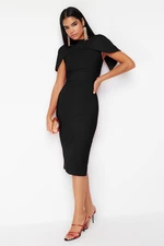 Trendyol Black Sleeve Detailed Woven Elegant Evening Dress