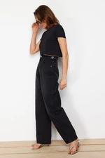 Trendyol Black Loose Fit High Waist Carpenter Jeans