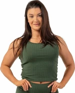 Nebbia Organic Cotton Ribbed Tank Top Dark Green S Fitness póló