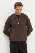 Bavlnená mikina Universal Works Classic Crew Sweatshirt 29604, pánska, hnedá farba, jednofarebná