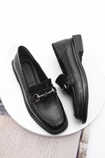 Marjin Women's Loafers Loafer Shoes Pointed Toe Buckle Casual Shoes Races black.