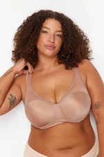 Trendyol Curve Mink Fixed Covered Mesh Detail Compression Plus Size Bra