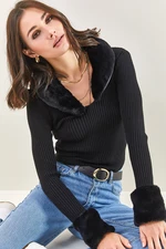 Bianco Lucci Dámský shearling für pletený svetr