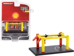 Adjustable Four-Post Lift "Shell Oil" Yellow "Four-Post Lifts" Series 1 1/64 Diecast Model by Greenlight