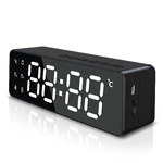 Desktop Mirror Bluetooth Speaker Alarm Clock LCD Digital Full Screen Wirelss Bluetooth Speaker Clock Portable Radio Lumi
