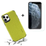 Enkay 2 in 1 Canvas Pattern with Bumpers Shockproof PU Leather Protective Case + 9H Anti-Explosion High Definition Full