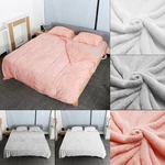 Winter Plush Duvet Cover Solid Color Long Plush Thickened Quilt Cover Pillowcase Plush Comforter Set for Bed Set