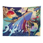FS15 Landscape Sea Wave Tapestry Wall Hanging Background Tapestry Living Room Office Wall Decoration Tapestry