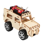 DIY Wood Electric Car Assembled Scientific Painted Color Exercise Hands-on Ability Experiment Kids Education Toy
