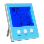 CH-904 Digital Thermometer Hygrometer Temperature Humidity Tester LED Backlight Time Date Calendar Alarm Clock Display I