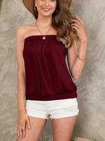 O-Neck Sleeveless Summer Casual Pleated Tube Top For Women