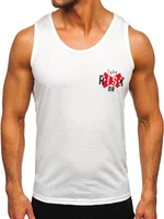 Bielo-červené pánske tričko Tank Top s potlačou Bolf HY818