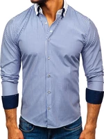 Modrá pánska elegantá košeľa s dlhými rukávmi BOLF 0909-A
