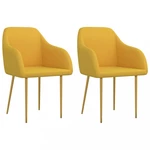 Jídelní židle 2 ks samet / kov Dekorhome Žlutá,Jídelní židle 2 ks samet / kov Dekorhome Žlutá