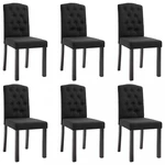 Jídelní židle 6 ks látka / kaučukovník Dekorhome Černá,Jídelní židle 6 ks látka / kaučukovník Dekorhome Černá