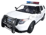 2015 Ford Police Interceptor Utility White with Flashing Light Bar and Front and Rear Lights and 2 Sounds 1/24 Diecast Model Car by Motormax