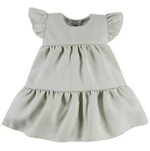 EEVI Dívčí šaty s volánky Nature - khaki, vel. 104 (3-4r)