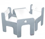 Sada nábytku Star - Stůl + 2 x  židle - šedá s bílou