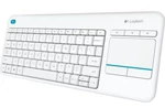 Logitech K400 Plus - bílá - Bezdrátová klávesnice s touchpadem