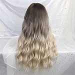 European And American Style Wig Brown Ladies Bangs Long Curly Hair High Temperature Silk Material