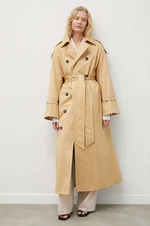 Kabát By Malene Birger dámský, béžová barva, přechodný, dvouřadový