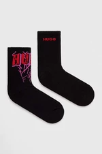 Ponožky HUGO 2-pack dámské, černá barva, 50510722