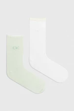 Ponožky Calvin Klein 2-pak dámske, zelená farba, 701228101