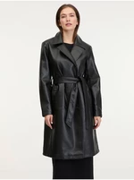 Černý dámský koženkový kabát JDY Vicos - Dámské